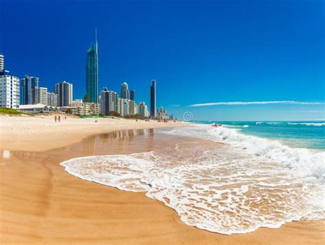 SURFERS PARADISE, AUS - SEPT 05 2016 Skyline and a Beach of Surf ...