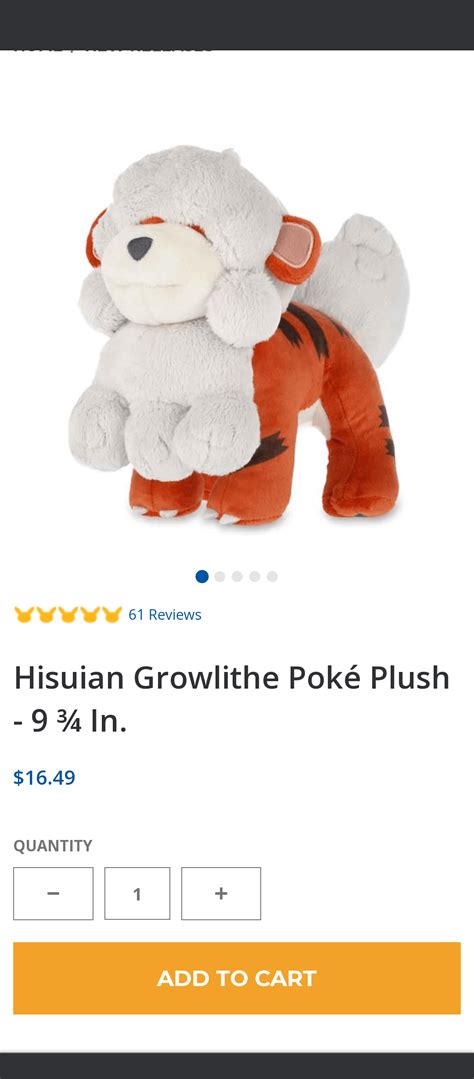 Hisuian Growlithe plush is back in stock @ Pokemon Center .com : r/pokeplush