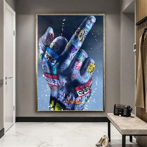 Middle Finger Graffiti Middle Finger Canvas Art Middle - Etsy UK