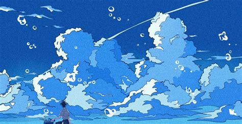 Download Aesthetic Anime Desktop Bubbles In Clouds Wallpaper | Wallpapers.com