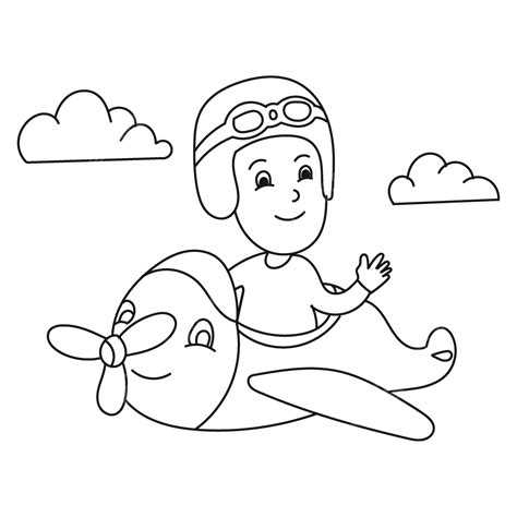 Gambar Anak Kecil Di Vektor Doodle Pesawat, Pesawat, Anak Laki Laki Di Pesawat, Pilot PNG dan ...