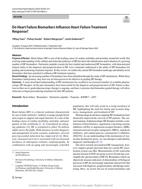 Do Heart Failure Biomarkers Influence Heart Failure Treatment Response? | Request PDF