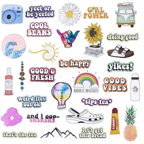 Buy VSCO Stickers for Water Bottles, Cute Aesthetic Trendy Laptop Stickers for Teens, Boys, VSCO ...