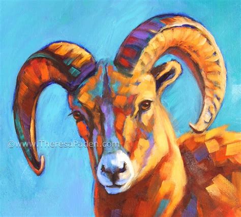 Colorful Southwestern Art: Bighorn Sheep Painting in Southwest Colors ...