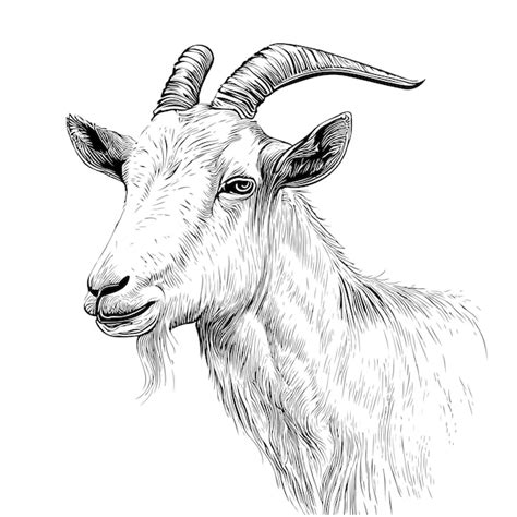 Premium Vector | Portrait of goat head sketch hand drawn engraving ...