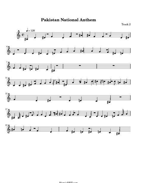 Pakistan National Anthem Sheet Music - Pakistan National Anthem Score ...