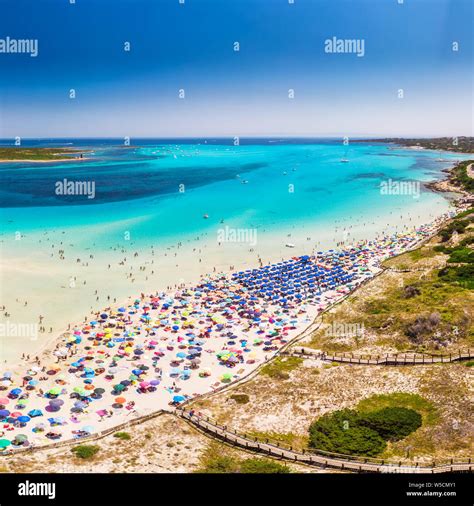 Famous La Pelosa beach with Torre della Pelosa on Sardinia island ...