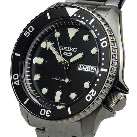 Seiko 5 Sports Black Dial Grey Steel Automatic Watch SRPD65K1