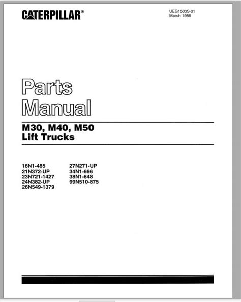 CAT Forklift M50 Spare Parts Manual