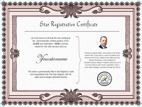 Star Naming Certificate Template #9968 With Regard To Star Naming Certificate Template ...