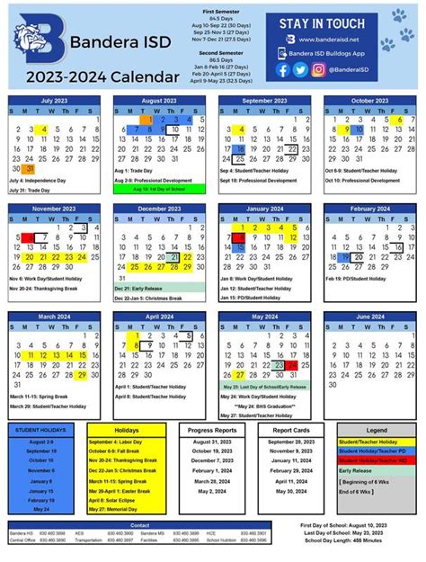 23-24 Calendar Approved! | Bandera Middle School