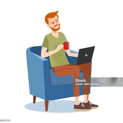 Smiling Man In Armchairs Drinking Coffee Flat Vector Illustration Cartoon People Relaxing And ...