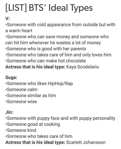 BTS IDEAL TYPES | ARMY's Amino