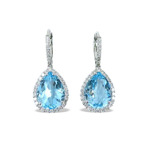 Blue Topaz & Diamond Drop Earrings - McKenna & Co