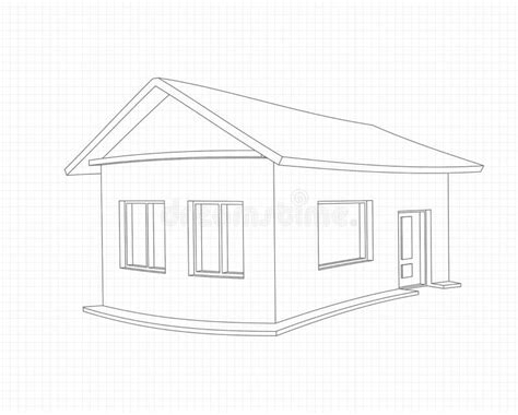 Drawing of a Rounded House on a Sheet of Paper Stock Vector ...