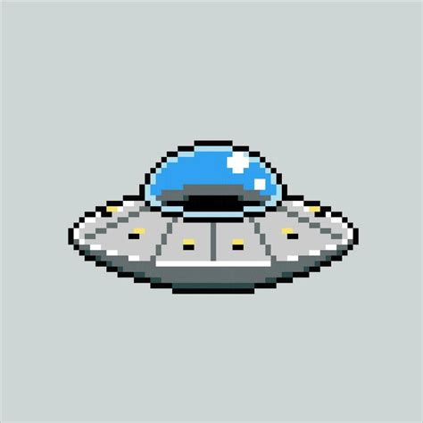 Pixel art illustration UFO. Pixelated UFO. Farm UFO space alien pixelated for the pixel art game ...