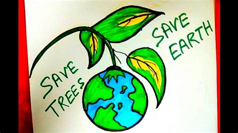 How to draw SAVE TREES SAVE EARTH || Step by step. - YouTube