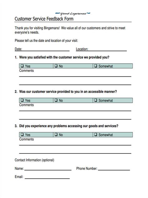 Service Feedback Form Template Excel Templates - Bank2home.com