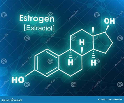 Hormone Estrogen Estradiol, Oestradiol. Structural Chemical Formula And ...