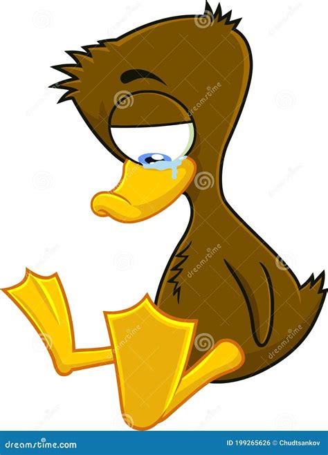 Sad Ugly Duckling Cartoon Vector Illustration On White Background ...