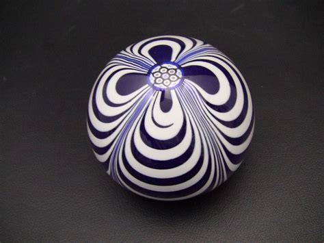 Selkirk Glass Marbrie Blue 1983 Paperweight. Number 323 out of 450. The paperweight measures 3 ...