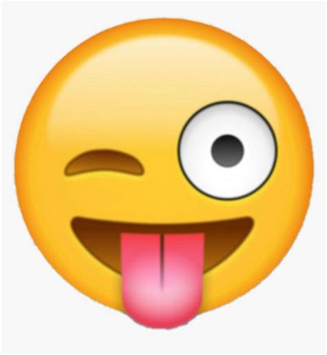 #crazy #face #cute #emoji ^^ - Tongue Out Emoji, HD Png Download - kindpng