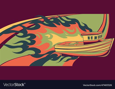 Fishing boat side view Royalty Free Vector Image