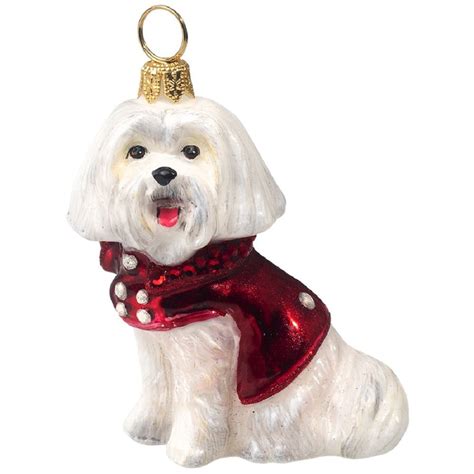 Maltese with Peacoat Polish Glass Dog Christmas Ornament - Walmart.com