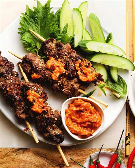 Thai Beef Skewers with a Spicy Homemade Red Chili Sauce | Lindsey Eats