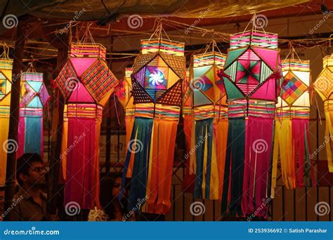 Colorful Traditional Lanterns in Various Shapes Akash Kandil (Diwali Decorative Lamps) Editorial ...