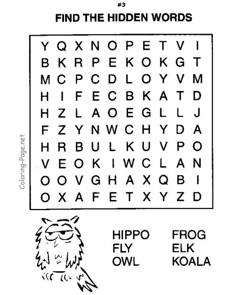 Find the hidden words – Words Search Coloring Pages For Kids – Preschool | Word puzzles for kids ...