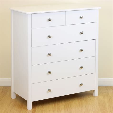 SALE White Wooden 6 Drawer Bedroom Chest Unit/Cabinet Drawers Ex Display #228 | eBay