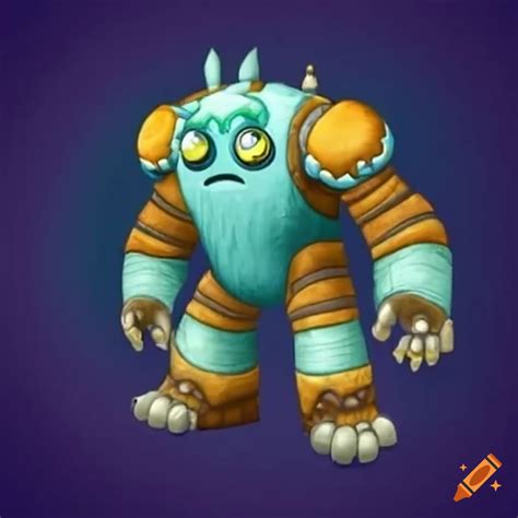 Three-armed monster with colorful spikes and four eyes in my singing monsters style on Craiyon