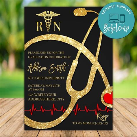 Printable Nursing Graduation Announcement Invitation DIY | Bobotemp