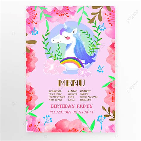 Menú De Cumpleaños De Unicornio De Mar Mareado De Mar Mareado Descarga gratuita de plantilla en ...