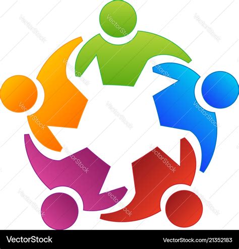 Teamwork group people working together logo Vector Image