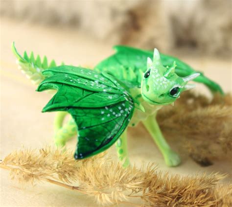 Little Dragon cute figurine green forest Earth dragon