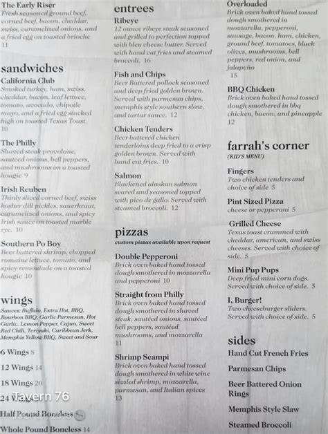 Tavern 76 Menu 2 – Looking 4 Eats Hendersonville, Tn