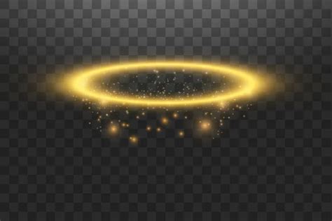 Gold halo angel ring. Isolated on black transparent background, vector illustration - Stock ...