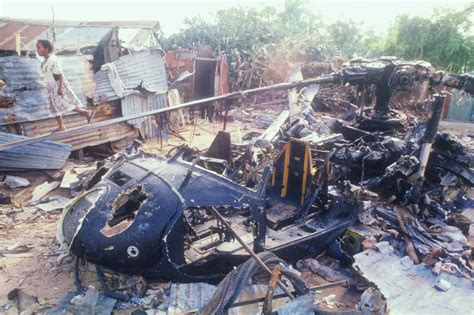 The wreckage of a Sikorsky UH-60 sits in Mogadishu, Somalia on Oct. 14, 1993. This came to be ...