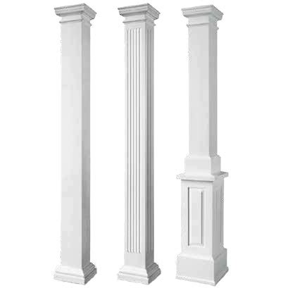 Front Porch Square Columns, Smooth or Fluted