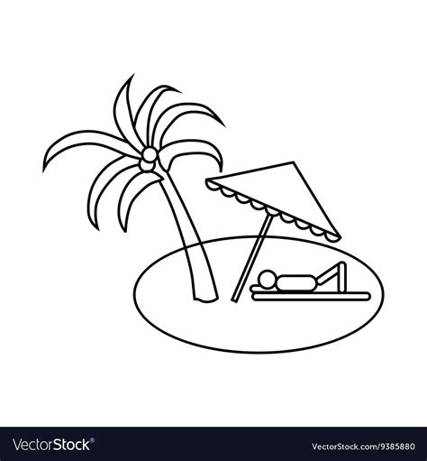 Beach icon outline style Royalty Free Vector Image