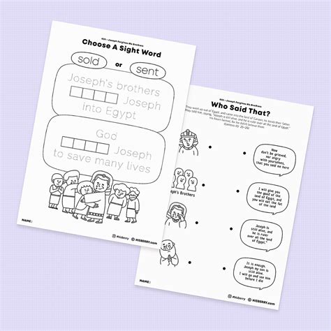 [025] Joseph Forgives His Brothers - Activity Worksheets – HISBERRY