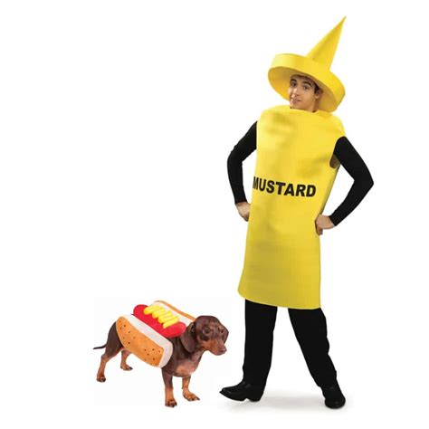 Hot Dog + Ketchup + Mustard Human & Dog Costume Combo - Pet Costume Center