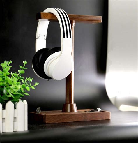 Wooden headphone Stand for Two Headsets Walnut Headphone | Etsy