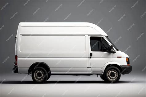 Premium Photo | White cargo van with closed body on gray background