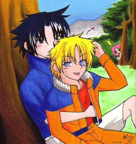 Sasuke and Naruto under a tree by spinelquartz on DeviantArt