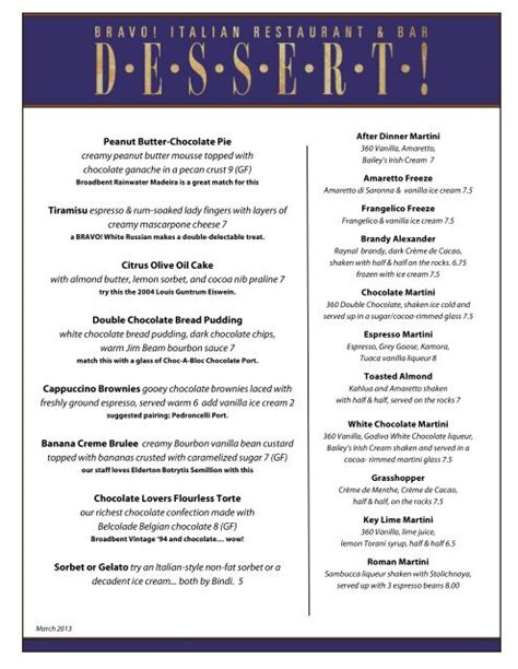 Dessert Menu (PDF) - Bravo!