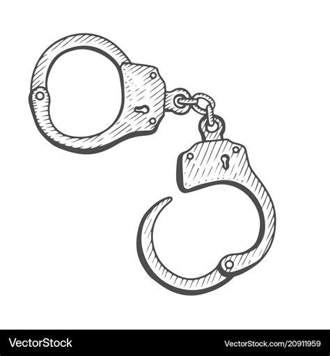 Handcuffs hand drawn Royalty Free Vector Image