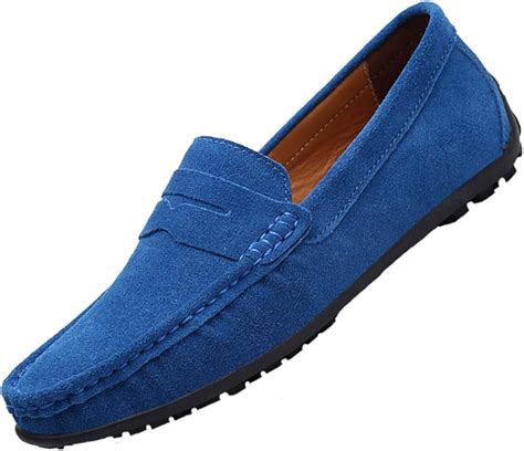 Amazon.com | TSIODFO Suede Royal Blue Loafers for Men Slip on Dress Shoes Breathable Leather ...